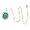 Image 3 : 14KT White and Yellow Gold 8.95ct Emerald and Diamond Pendant