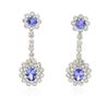 Image 1 : 14KT White Gold 3.38ctw Tanzanite and Diamond Earrings