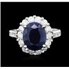Image 3 : 18KT White Gold 3.84ct Sapphire and Diamond Ring