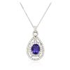 Image 4 : 14KT White Gold 3.14ct Tanzanite and Diamond Pendant With Chain