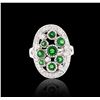 Image 3 : 14KT White Gold 2.70ctw Tsavorite and Diamond Ring