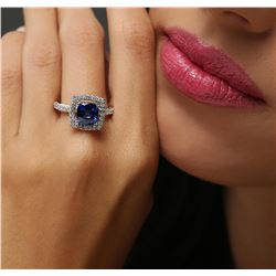 14KT White Gold 3.03ct Sapphire and Diamond Ring