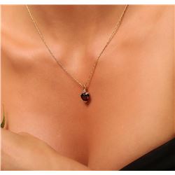 14KT Yellow Gold 2.19ct Garnet and Diamond Pendant With Chain