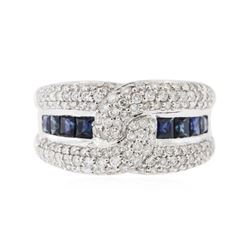 14KT White Gold 0.82ctw Sapphire and Diamond Ring