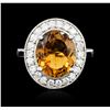 Image 1 : 14KT White Gold 4.67ct Orange Tourmaline and Diamond Ring