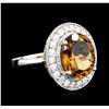 Image 2 : 14KT White Gold 4.67ct Orange Tourmaline and Diamond Ring