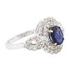 Image 2 : 14KT White Gold 1.02ct Sapphire and Diamond Ring