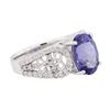 Image 2 : 14KT White Gold 3.89ct Tanzanite and Diamond Ring