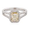 Image 1 : 14KT White Gold 1.05ct VS2/Light Yellow Diamond Ring