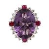 Image 3 : 14KT White Gold 9.01ct Amethyst, Ruby and Diamond Ring