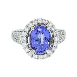 14KT White Gold 2.94ct Tanzanite and Diamond Ring