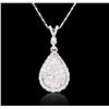 Image 2 : 14KT White Gold 0.77ctw Diamond Pendant With Chain