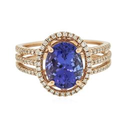 14KT Rose Gold 3.22ct Tanzanite and Diamond Ring