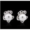 Image 1 : 18KT White Gold Pearl and Diamond Earrings