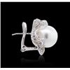 Image 2 : 18KT White Gold Pearl and Diamond Earrings