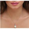 Image 2 : 14KT White Gold Pearl and Diamond Pendant With Chain