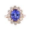 Image 1 : 14KT Rose Gold 4.04ct Tanzanite and Diamond Ring