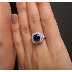 14KT White Gold 3.15ct Sapphire and Diamond Ring