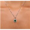 Image 2 : 14KT White Gold 1.33ct Emerald and Diamond Pendant With Chain
