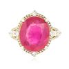 Image 3 : 14KT Yellow Gold 9.35ct Ruby and Diamond Ring