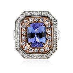 14KT Rose and White Gold 3.10ct Tanzanite and Diamond Ring