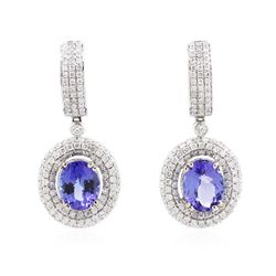 14KT White Gold 5.52ctw Tanzanite and Diamond Earrings