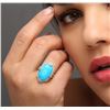 Image 2 : 14KT White Gold Turquoise and Diamond Ring