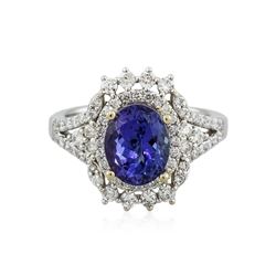 14KT Two-Tone Gold 3.16ct Tanzanite and Diamond Ring