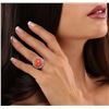 Image 3 : 14KT White Gold 7.25ct Coral and Diamond Ring