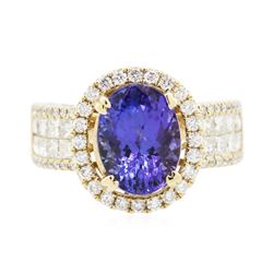 14KT Yellow Gold 2.34ct Tanzanite and Diamond Ring