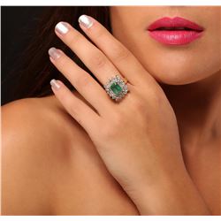 14KT Yellow Gold 2.02ct Emerald and Diamond Ring