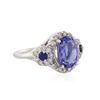 Image 2 : 14KT White Gold 4.08ct Tanzanite, Sapphire & Diamond Ring