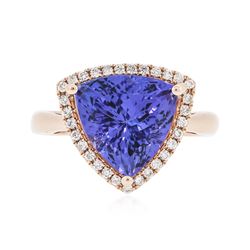 14KT Rose Gold 6.28ct Tanzanite and Diamond Ring