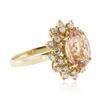 Image 2 : 14KT Yellow Gold 3.44ct Morganite and Diamond Ring