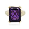 Image 3 : 14KT Yellow Gold 13.33ct Amethyst and Diamond Ring
