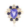 Image 3 : 14KT Yellow Gold 3.36ct Tanzanite, Sapphire and Diamond Ring