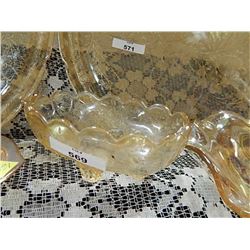 DEPRESSION GLASS - AMBER GLASS - CANDY DISH /FEET