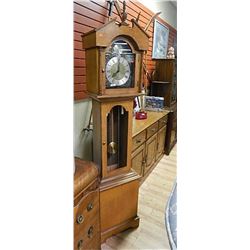 GRANDFATHER CLOCK - TEMPUS FUGIT - GLASS THERE BUT NEEDS TO BE REINSTALLED