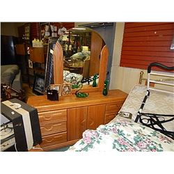 OAK DRESSER AND MIRROR