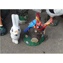CONCRETE  - RABBIT & RESIN BIRDS