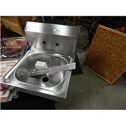 NEW STAINLESS STEEL SINK WITH STOPPER AND MOUNTING PLATE