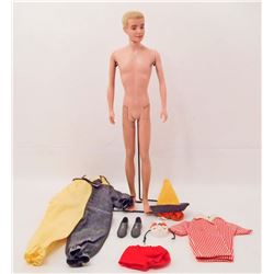 VINTAGE 1960'S BLONDE BARBIE KEN DOLL WITH CLOTHES