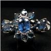 Image 1 : WHITE GOLD OVER STERLING SILVER KYANITE & SAPPHIRE RING - SZ. 5.5