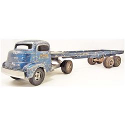VINTAGE 1950'S SMITH & MILLER BLUE SEMI TRUCK AND TRAILER