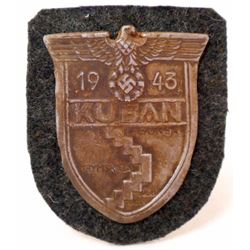 NAZI GERMAN KUBAN RUSSIA CAMPAIGN SHIELD GREEN WOOL BACKING