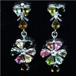 PAIR OF WHITE GOLD OVER STERLING SILVER TOURMALINE EARRINGS