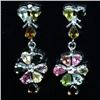 Image 1 : PAIR OF WHITE GOLD OVER STERLING SILVER TOURMALINE EARRINGS