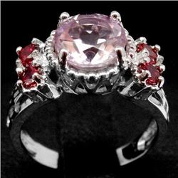 STERLING SILVER AMETHYST & GARNET RING - SZ.  6