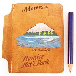 VINTAGE MT. RANIER NATIONAL PARK SOUVENIR LEATHER COVER ADDRESS BOOK