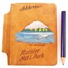 Image 1 : VINTAGE MT. RANIER NATIONAL PARK SOUVENIR LEATHER COVER ADDRESS BOOK